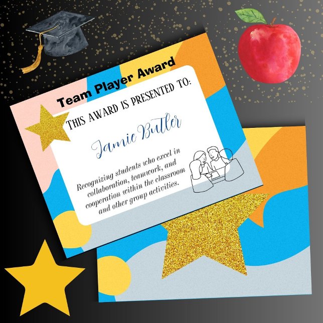 Team player award certificate school resources (team player)