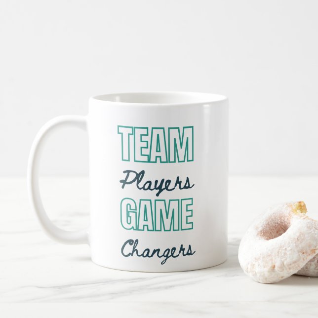 Team Player Motivational Quote Business Gift Coffee Mug (With Donut)