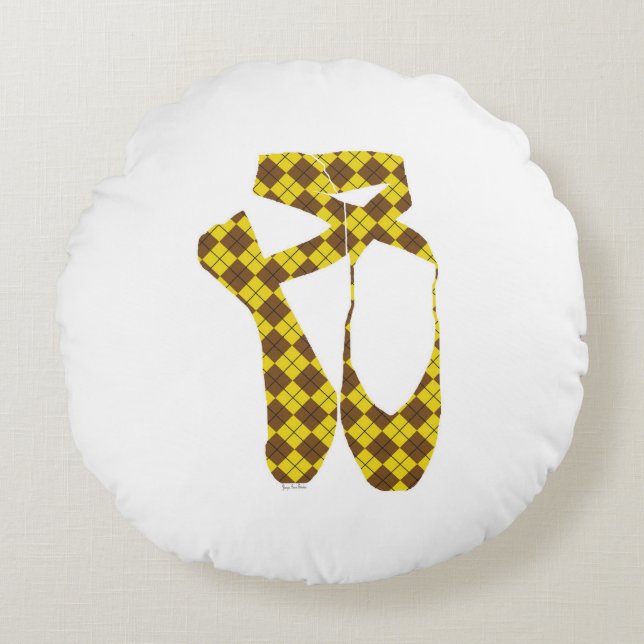 Team Pointe Ballet Argyle Round Cushion (Front)