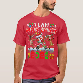 Team Police Officer 2022 Xmas Lights Dabbing Reind T-Shirt