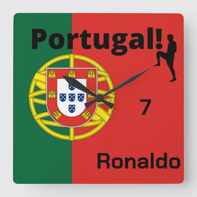 Team Portugal Flag Edition, custom Square Wall Clock (Front)
