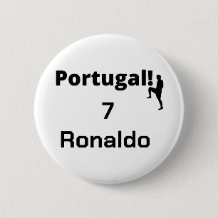 Team Portugal Soccer, your name and number 6 Cm Round Badge