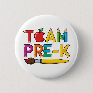 Team Pre-K Colorful School 6 Cm Round Badge
