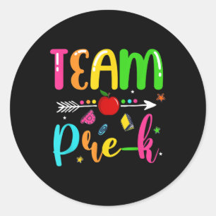 Team Pre-k Pre Kindergarten Teacher Student Back T Classic Round Sticker