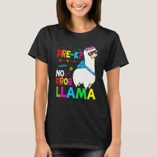 Team Pre K Teacher Rainbow No Prob Llama 100th Day T-Shirt