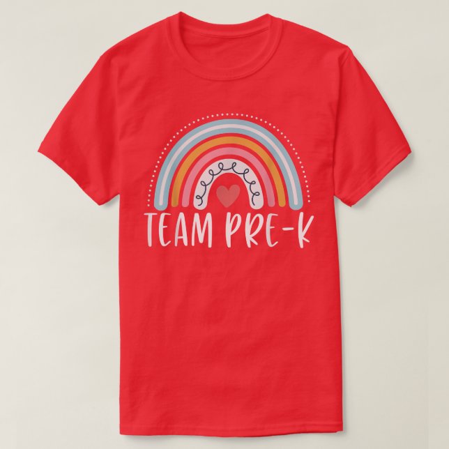 Team PreK Cute Rainbow Heart PreK Preschool Teache T-Shirt (Design Front)