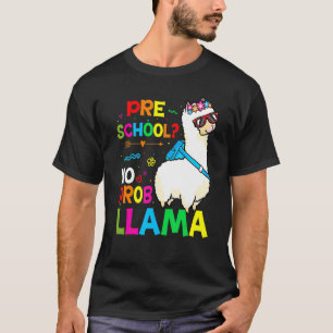 Team Preschool Teacher Rainbow No Prob Llama Girls T-Shirt