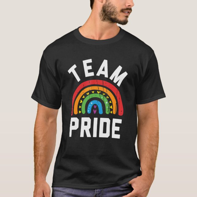 Team Pride  Lgbt Gay Pride Rainbow Heart Tee Team  (Front)