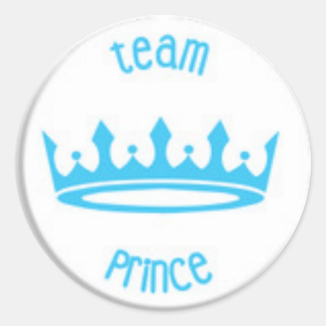 Team Prince Gender Reveal Sticker Round (Front)