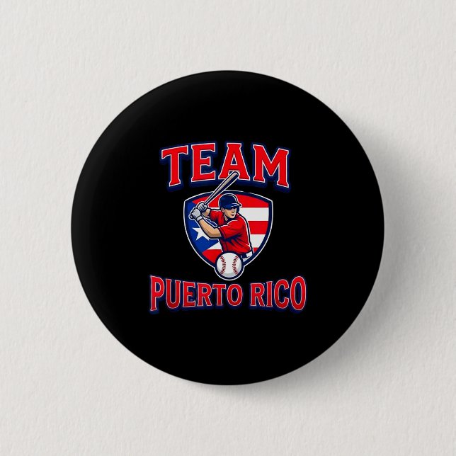 Team Puerto Rico Baseball Flag Patriotic  6 Cm Round Badge (Front)