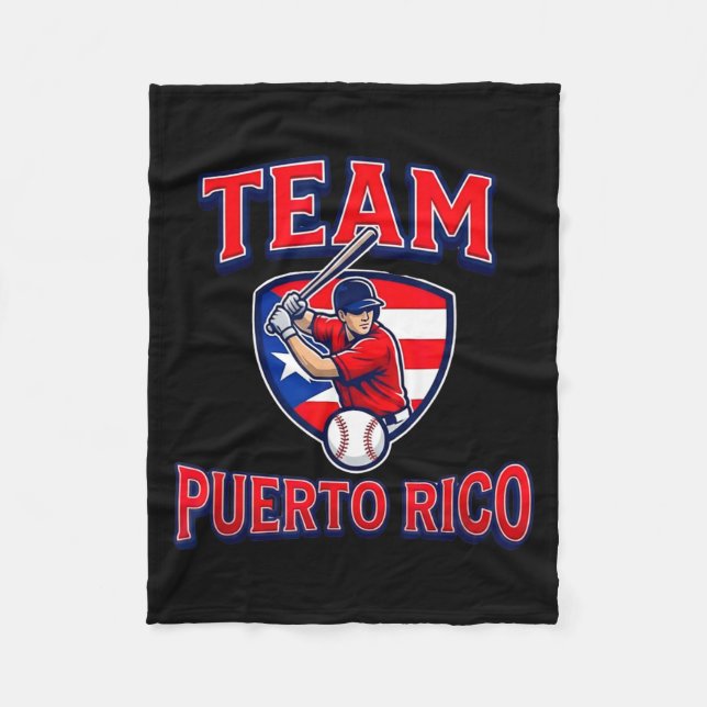 Team Puerto Rico Baseball Flag Patriotic  Fleece Blanket (Front)