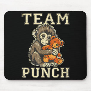 Team punch baby monkey and plush toy meme mouse mat