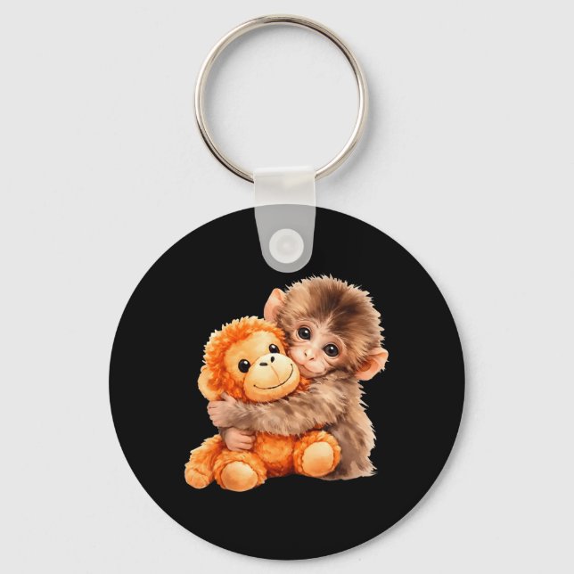 Team Punch Baby Monkey Punch Trend Meme Graphic Key Ring (Front)