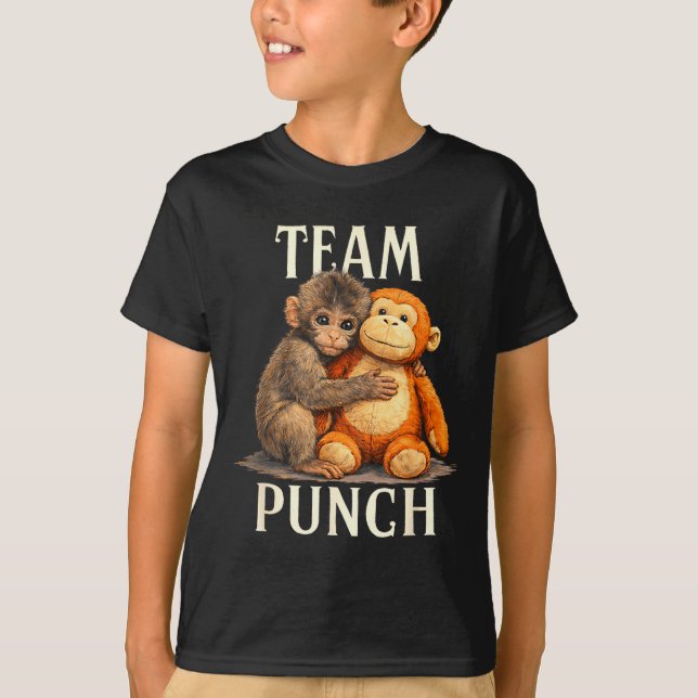 Team punch cute monkey and bear design  T-Shirt (Front)