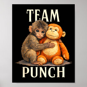 Team punch cute monkey and bear design Team punch Poster