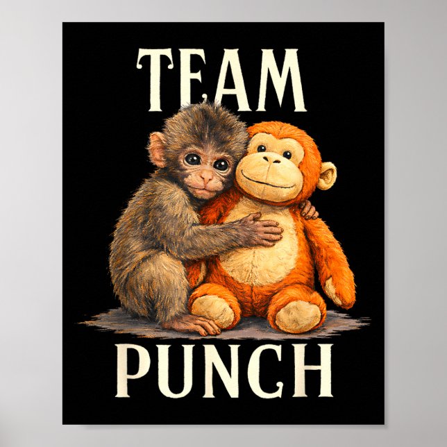 Team punch cute monkey and bear design Team punch  Poster (Front)