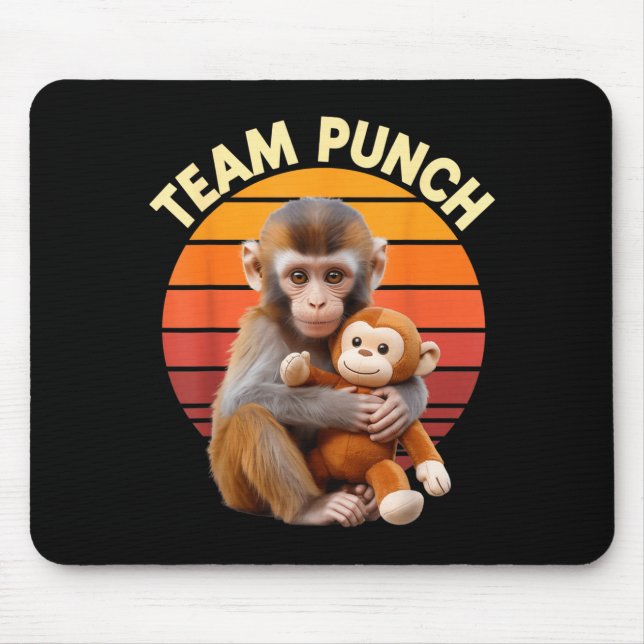 Team Punch Monkey Plush Retro Sun Mouse Mat (Front)