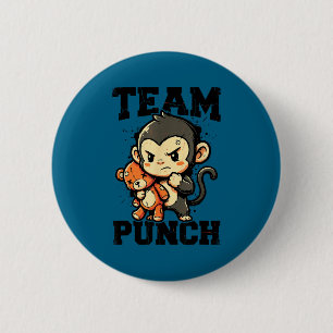 Team punch tough baby monkey plush toy meme 6 cm round badge