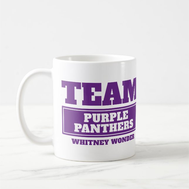 Team purple personalise team and name mug (Left)