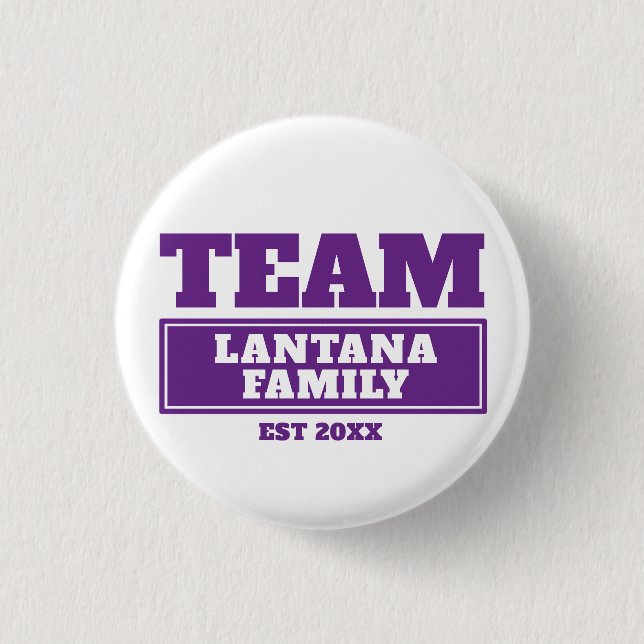 Team purple personalised family or team button (Front)