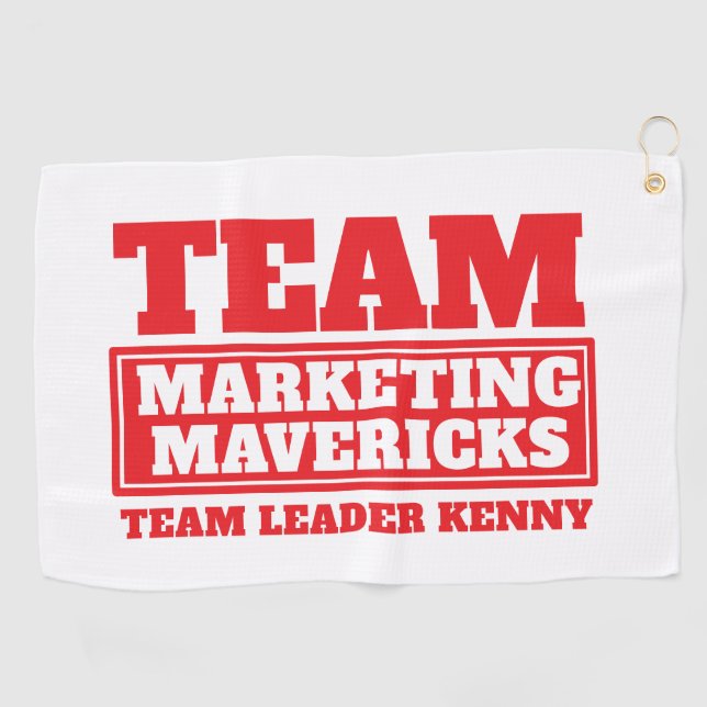 Team red customised name golf team building event towel (Horizontal)