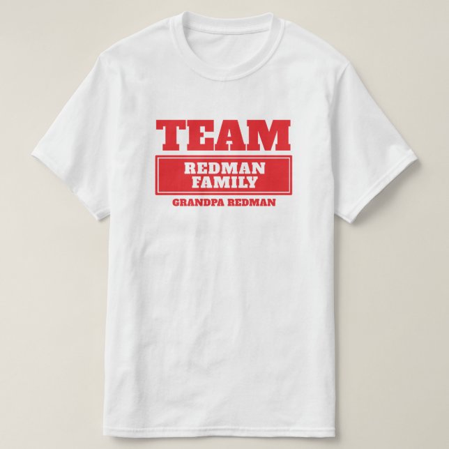 Team red personalised family or group t-shirt (Design Front)