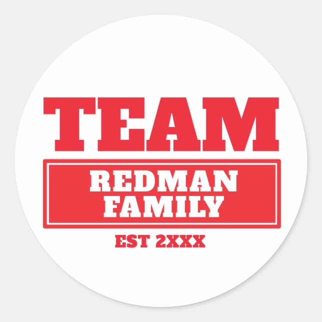 Team red personalised family or team stickers (Front)