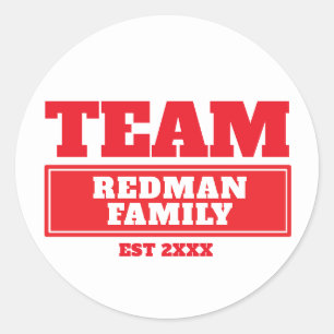 Team red personalised family or team stickers