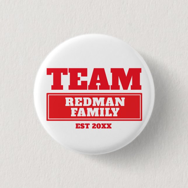Team red personalized family or team button (Front)