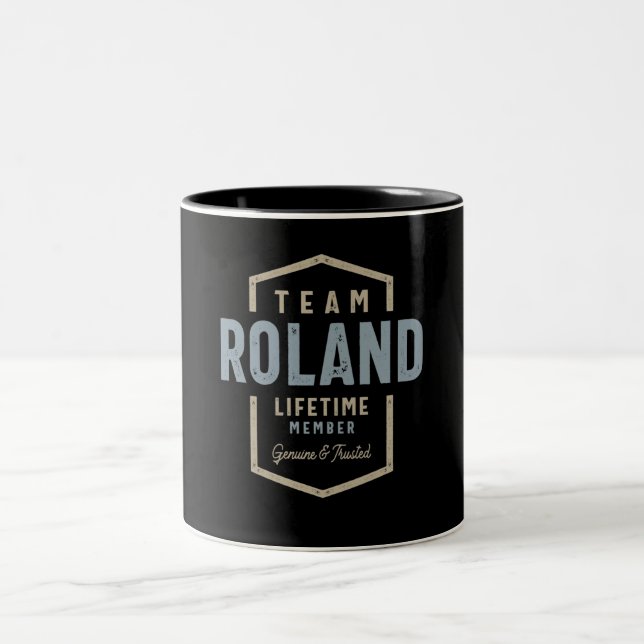 Team Roland Lifetime Member Personalised Name  Two-Tone Coffee Mug (Center)