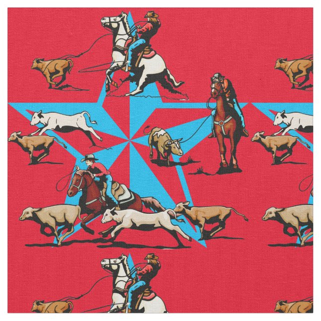 Team Roping Calf Roping Rodeo Western Fabric (Close Up)