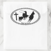 Team Roping Cross Euro Style Oval Sticker (Bag)