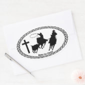 Team Roping Cross Euro Style Oval Sticker (Envelope)