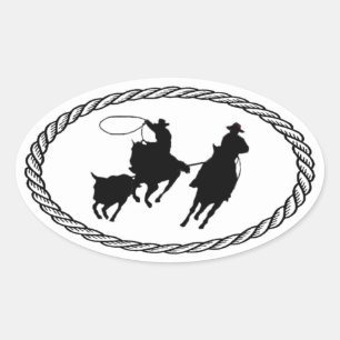 Team Roping Euro Style Oval Sticker