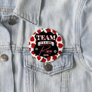 Team Roses Guns or Roses Gender Reveal Red Black 7.5 Cm Round Badge