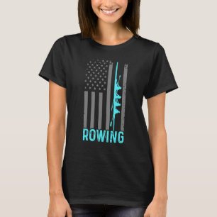 Team Rowing Usa Flag Crew Boat Retro T-Shirt