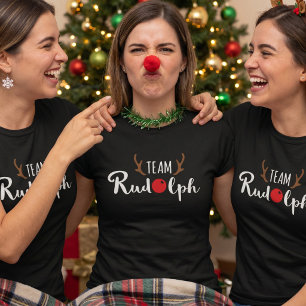 Team Rudolph Christmas Motif T-Shirt