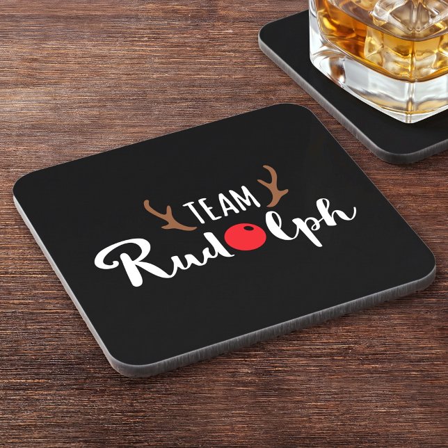Team Rudolph Cute Reindeer Antlers - Home Bar Coaster (Creator Uploaded)