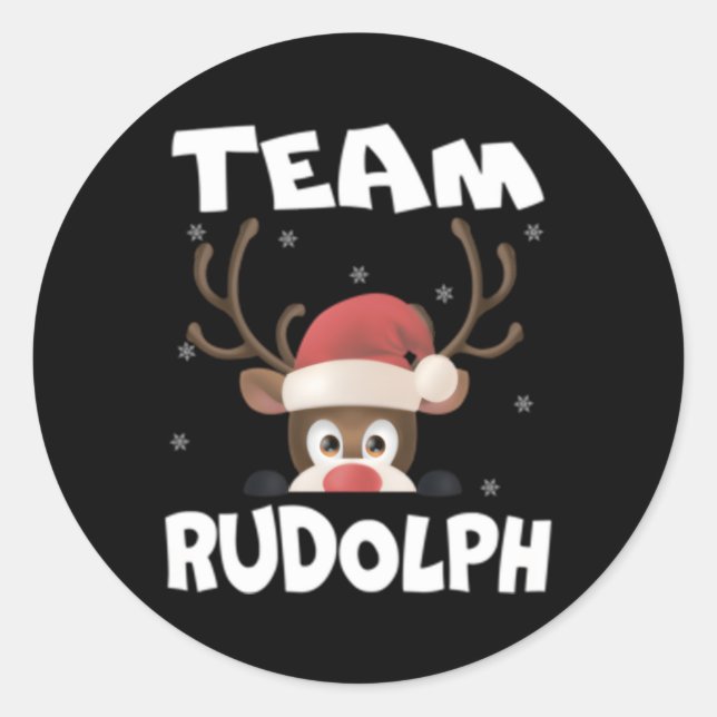 Team Rudolph Reindeer Deer Classic Round Sticker (Front)