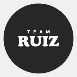 Team Ruiz Personalised Surname Bride Groom Family Classic Round Sticker