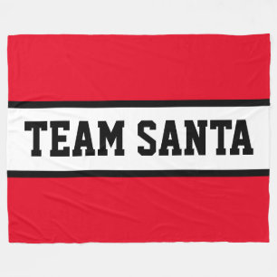 TEAM SANTA Athletic Text Bright Red White Stripes Fleece Blanket
