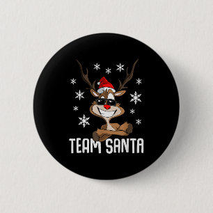Team Santa Christmas Reindeer 6 Cm Round Badge