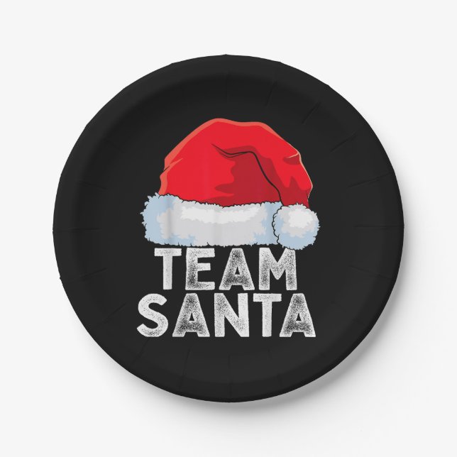 Team Santa Christmas Squad Family Matching Pyjamas Paper Plate (Front)