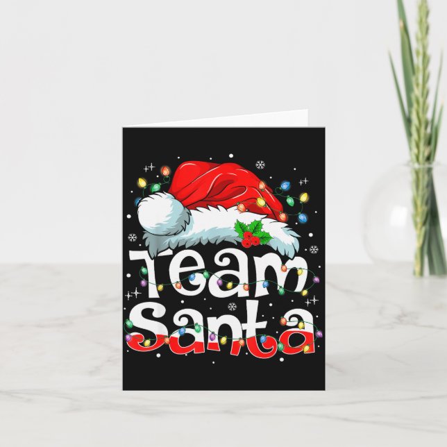 Team Santa Claus Christmas Family Matching Pajama  Card (Front)