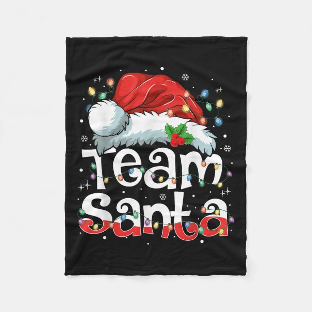 Team Santa Claus Christmas Family Matching Pajama  Fleece Blanket (Front)