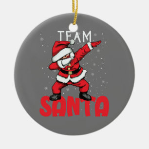 Team Santa Dabbing Santa In The Snow Christmas Ceramic Tree Decoration