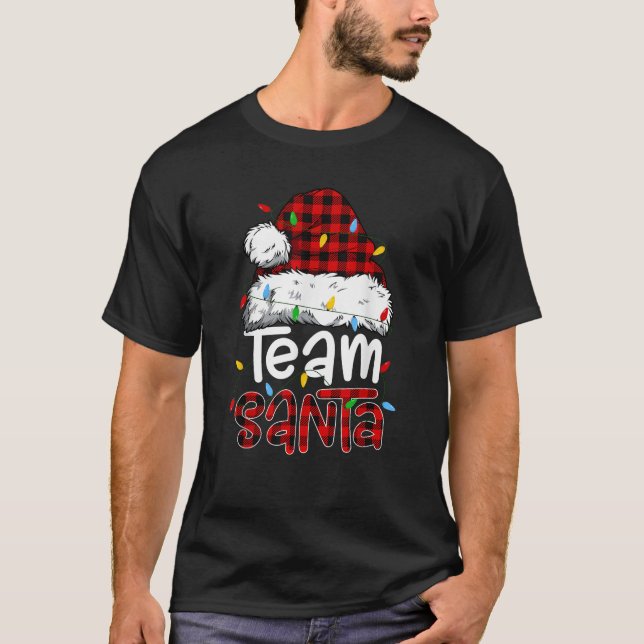 Team Santa Red Plaid Christmas Squad Family Matchi T-Shirt (Front)