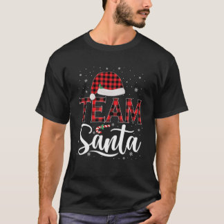 Team Santa Red Plaid Claus Hat Matching Family Chr T-Shirt