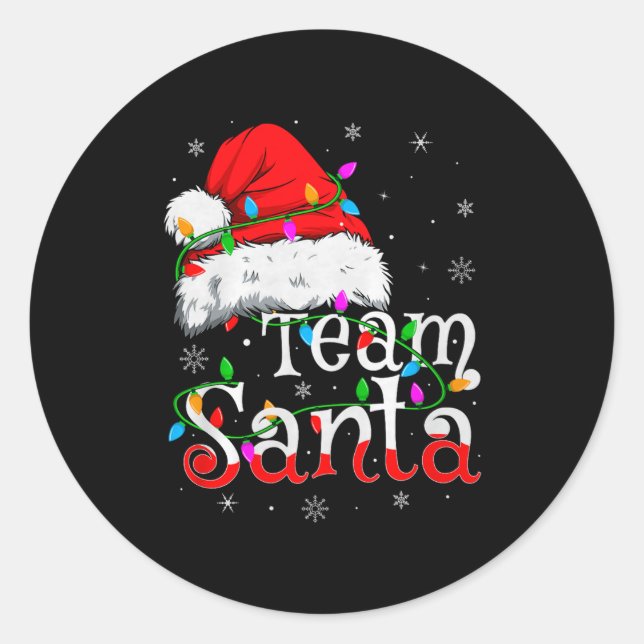 Team Santa Xmas Pajamas Matching Family Group Chri Classic Round Sticker (Front)