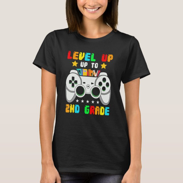 Team Second Grade Boys Kids Video Game Level Up To T-Shirt (Front)